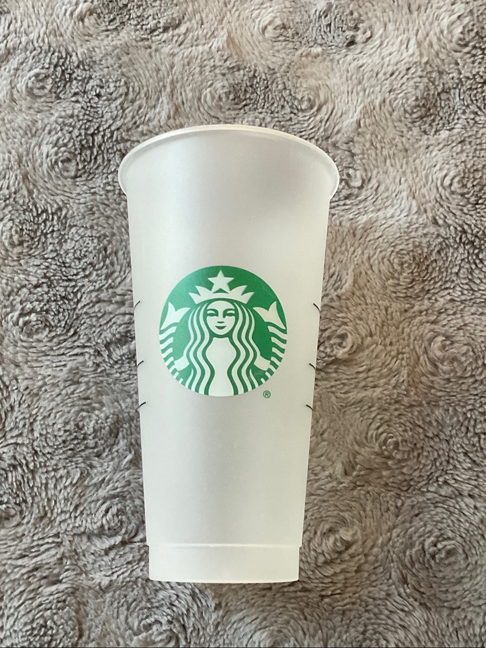 Starbucks White Frosted Plastic Cup with Green Logo